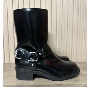 Dolce Vita Armonda Black Patent Harness Ankle Boots Women’s Size 6